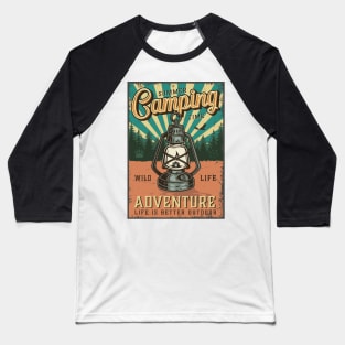 Summer Camping Time - Adventure Poster Baseball T-Shirt